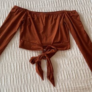 Long Sleeve Off the Shoulder Crop Top